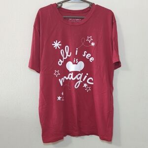 Elisabeth + Faith Disney T-Shirt Red "All I See is Magic" Mickey Ears Girls 10